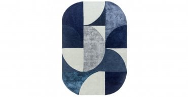 Asiatic Matrix Oval Indigo Rug