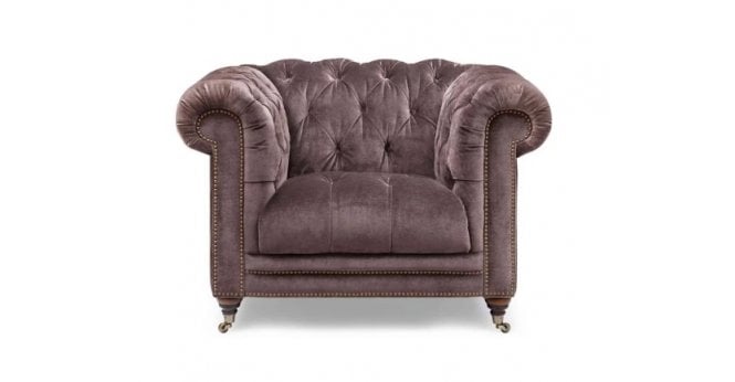 At The Helm  Buckingham Fabric Chesterfield Armchair