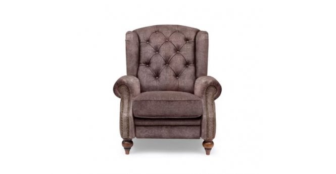 At The Helm  Buckingham Fabric Chesterfield Reclining Wing Chair