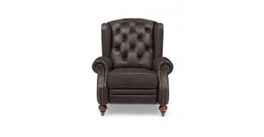 At The Helm Buckingham Leather Chesterfield Reclining Wing Chair