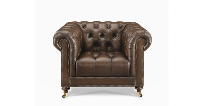 At The Helm  Buckingham Leather Chesterfield Snuggler