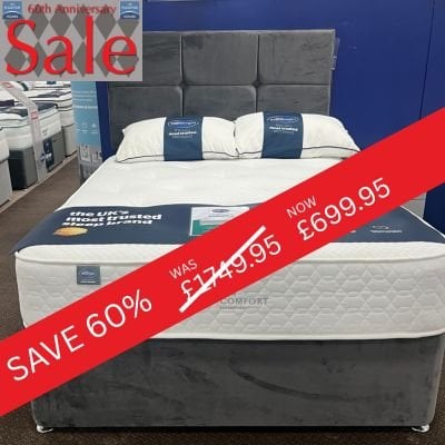 Silentnight 4'6 Double 1200 Tufted drawer Divan Set and Headboard