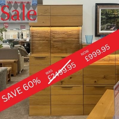 Kolne Modern Oak 2 Door Display Cabinet