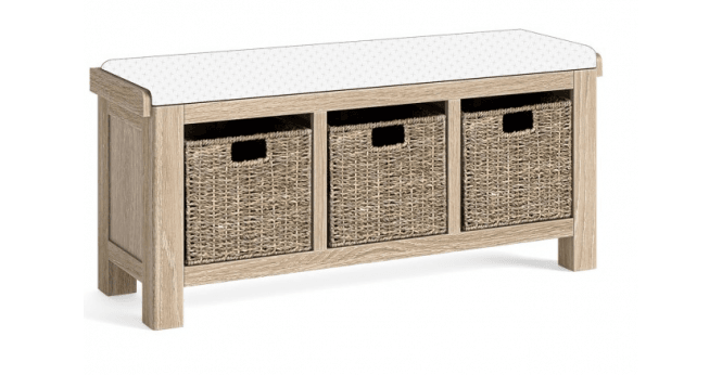 Corndell  Le Havre Storage Bench No Cushion White Wash
