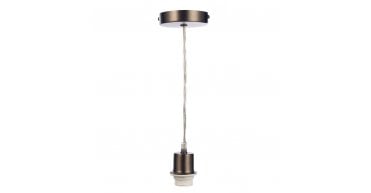 1 Light Antique Chrome E27 Suspension With Clear Cable