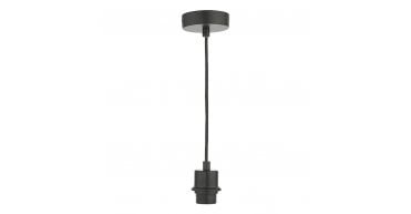 1 Light Matt Black E27 Suspension With Black Cable