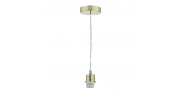 1 Light Satin Brass E27 Suspension With Clear Cable