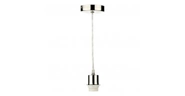 1 Light Satin Chrome E27 Suspension With Clear Cable