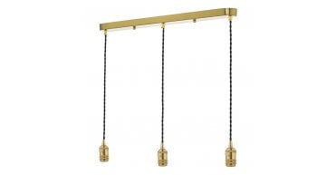 3 Light Bar Suspension Brass With Black Cable