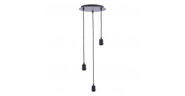 3 Light Matt Black E27 Suspension Cluster