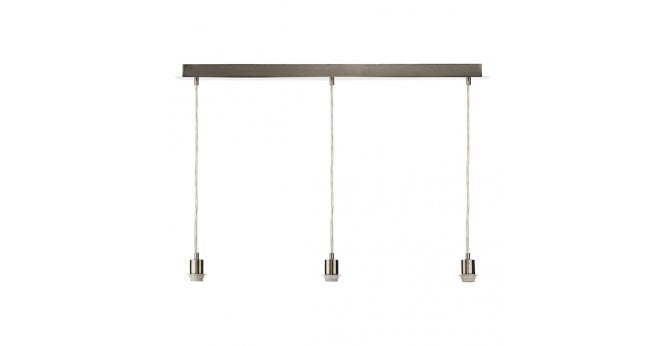Där Lighting 3 Light Satin Chrome E27 Suspension With Clear Cable