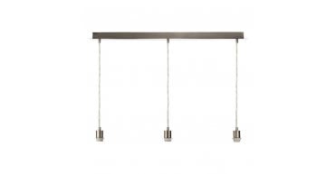 3 Light Satin Chrome E27 Suspension With Clear Cable