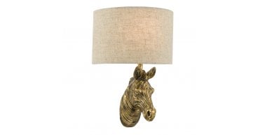 Abby Zebra Wall Light Gold with Natural Linen Shade