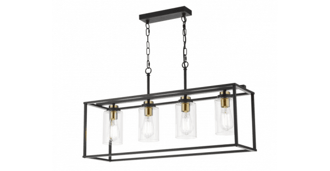 Där Lighting Abel 4 Light Bar Pendant Satin Black and Glass
