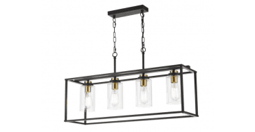 Abel 4 Light Bar Pendant Satin Black and Glass