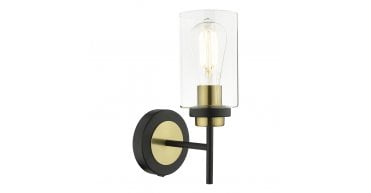 Abel Wall Light Satin Black & Gold with Glass Shades