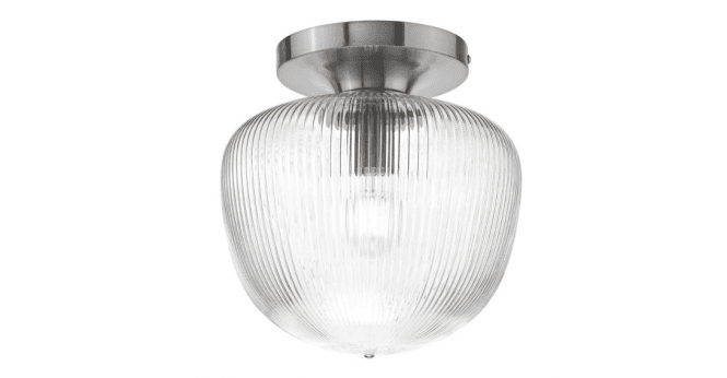 Där Lighting Abrielle Flush Brushed Nickel and Ribbed Glass
