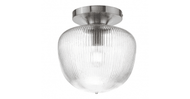 Abrielle Flush Brushed Nickel and Ribbed Glass