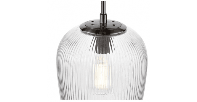 Där Lighting Abrielle Pendant Brushed Nickel and Ribbed Glass