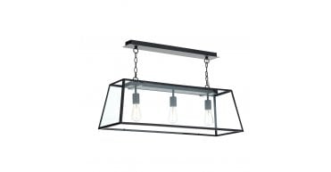 Academy 3 Light Bar Pendant Matt Black and Glass