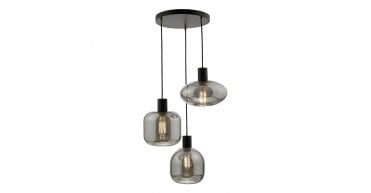 Aiden 3 Light Cluster Pendant Smoked Glass and Satin Black
