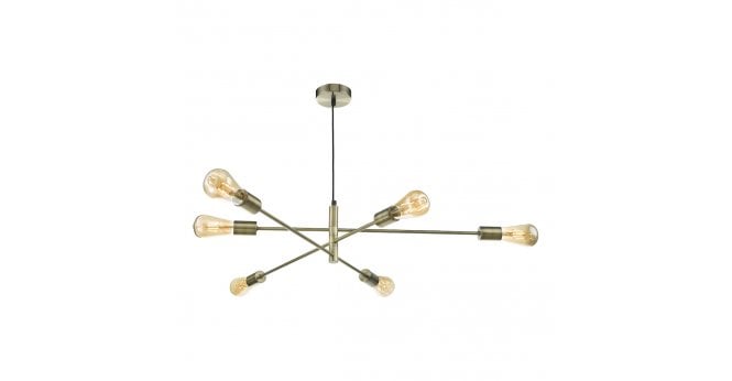 Där Lighting Alana 6 Light Pendant Antique Brass