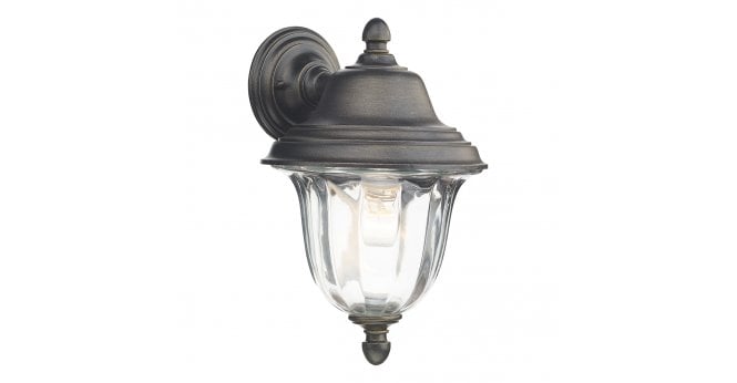 Där Lighting Aldgate Outdoor Wall Light Black/Gold Glass IP44