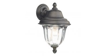 Aldgate Outdoor Wall Light Black/Gold Glass IP44