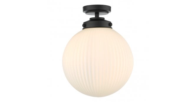 Där Lighting Alrik Bathroom Flush Matt Black Opal Glass IP44