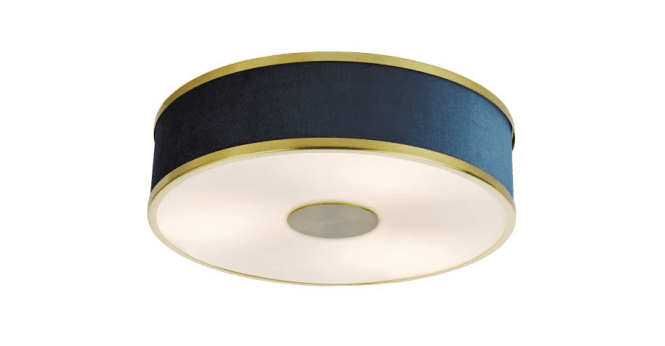 Där Lighting Alvaro 3 Light Flush Brushed Brass With Blue shade