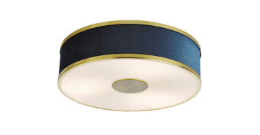 Alvaro 3 Light Flush Brushed Brass With Blue shade
