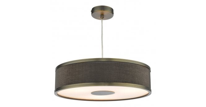Där Lighting Alvaro 3 Light Pendant Antique Bronze and Brown With Shade