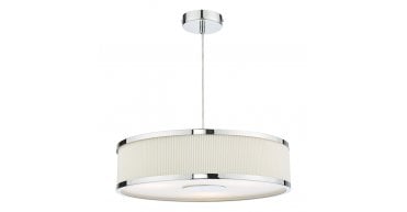 Alvaro 3 Light Pendant Polished Chrome and Ivory With Shade