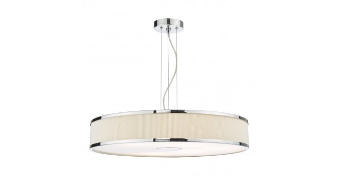 Där Lighting Alvaro 6 Light Pendant Polished Chrome and Ivory With Shade
