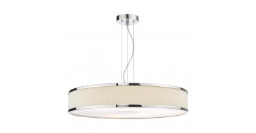 Alvaro 6 Light Pendant Polished Chrome and Ivory With Shade