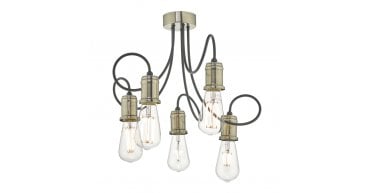 Alzbet 5 Light Semi-Flush Antique Brass