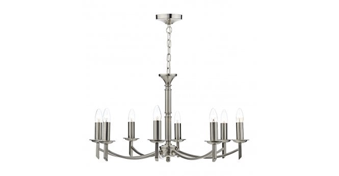 Där Lighting Ambassador 8 Light Armed Pendant Satin Chrome Fitting Only