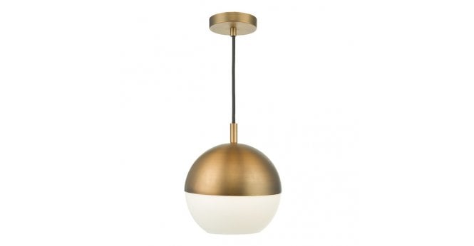 Där Lighting Andre Pendant Aged Brass Opal Glass