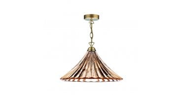 Ardeche 1 Light Large Pendant Amber Glass & Antique Brass