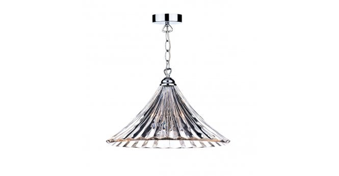 Där Lighting Ardeche 1 Light Large Pendant Clear Glass Polished Chrome