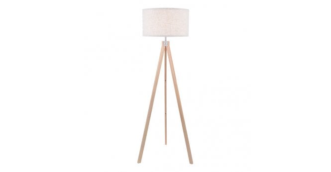 Där Lighting Armitage Tripod Floor Lamp Light Wood With Shade