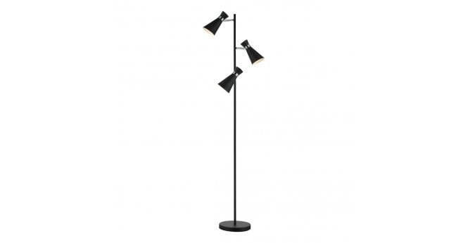 Där Lighting Ashworth 3 Light Floor Lamp Matt Black and Polished Chrome