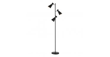 Ashworth 3 Light Floor Lamp Matt Black and Polished Chrome