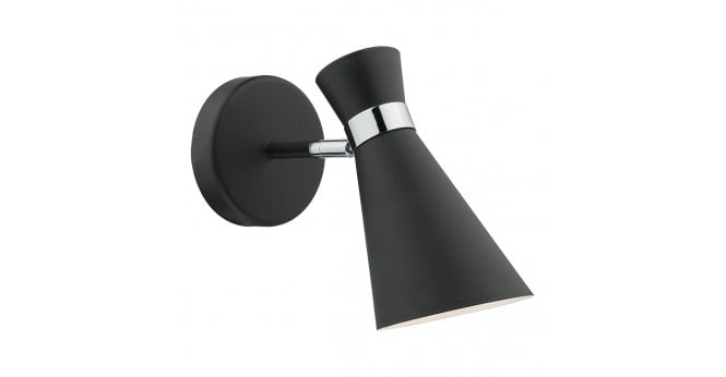 Där Lighting Ashworth Single Wall Spotlight Matt Black Polished Chrome