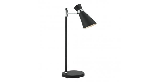 Där Lighting Ashworth Table Lamp Matt Black & Polished Chrome
