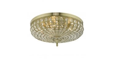 Asmara 5 Light Flush Antique Brass Crystal