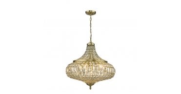 Asmara 6 Light Pendant Antique Brass Crystal