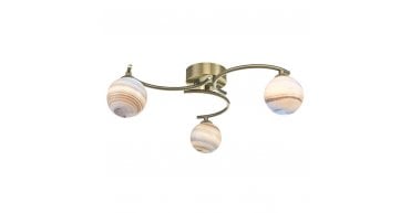Atiya 3 Light Semi Flush Antique Brass With Planet Style Glass