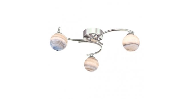 Där Lighting Atiya 3 Light Semi Flush Polished Chrome With Planet Style Glass
