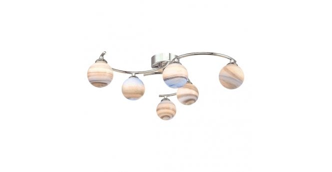 Där Lighting Atiya 6 Light Semi Flush Polished Chrome With Planet Style Glass